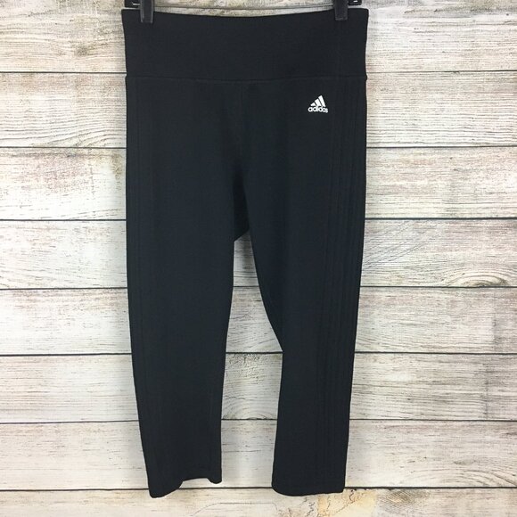 Adidas Climalite Capri Leggings Black Athletic Medium - Picture 1 of 9